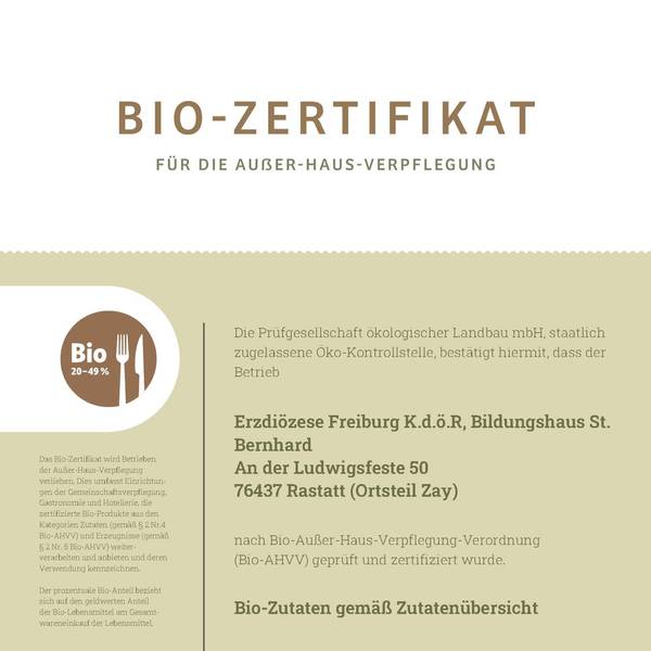 Quelle: Prüfgesellschaft<br>ökologischer Landbau mbH Ansicht Bio Zertifikat